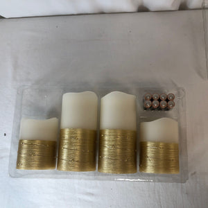 My Home Flameless LED Wax Pillar Candles with Fairy Lights and Timer - Gold