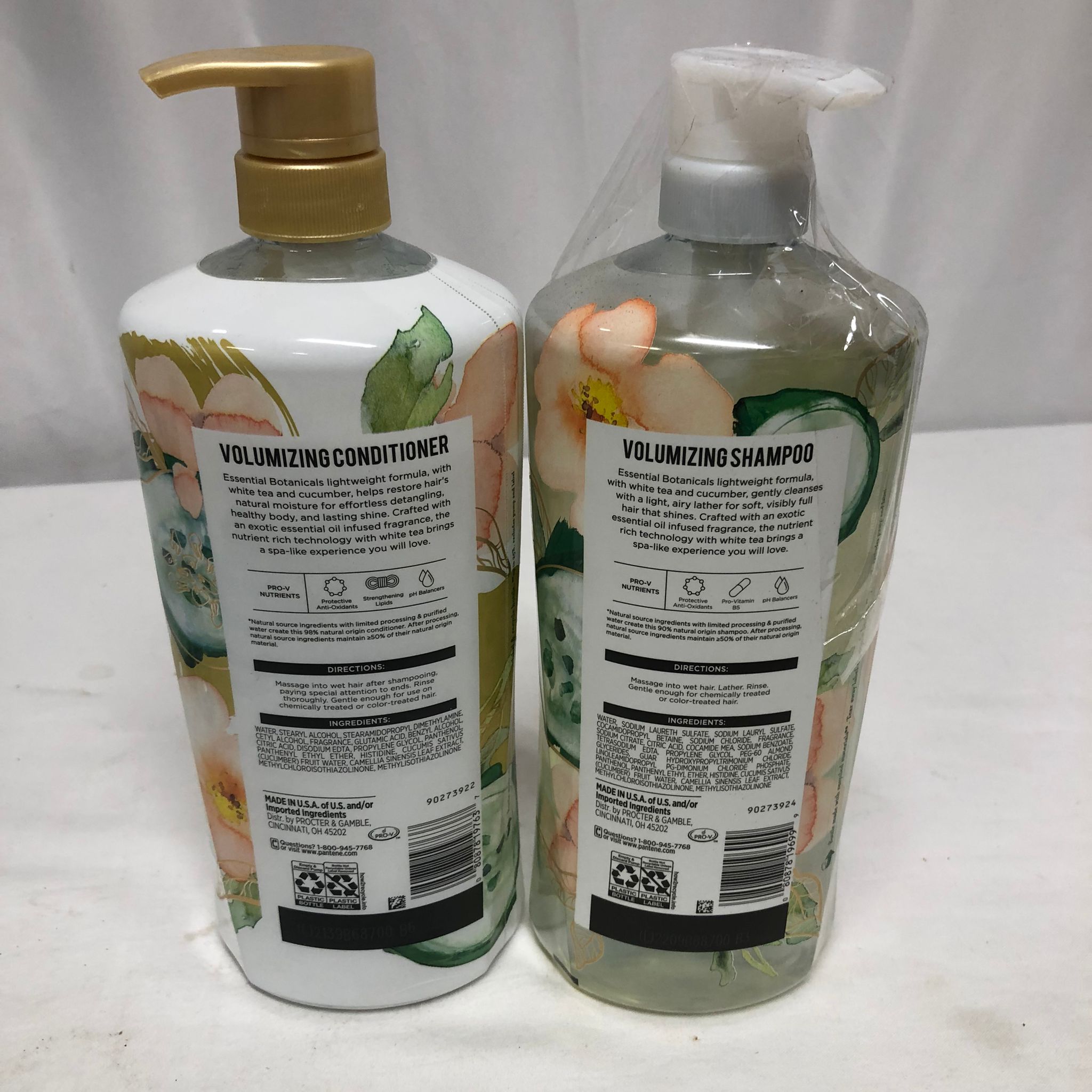 Pantene Essencials Botanicals Shampoo and Conditioner White Tea & Cucumber Set (38.2 Fl Oz)