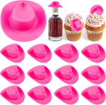 20Pcs Pink Mini Cowboy Hats - Plastic Western Cowgirl Hats for Dolls and Party