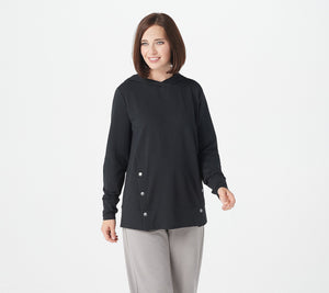 Women's Relaxed Fit French Terry Sweatshirt with Side Snaps