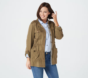 Denim & Co. Button-Front Utility Jacket with Twill Placket