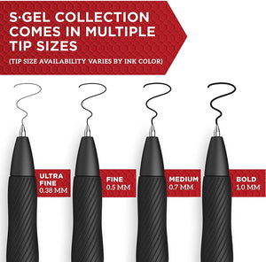 12 Count Black Gel Pens - Medium Point (0.7mm) - S-Gel by Sharpie 