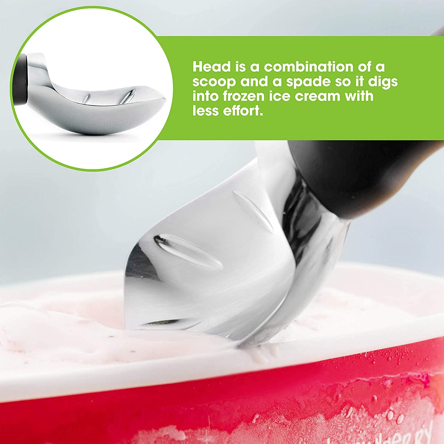 Heavy-duty ice cream scoop with comfortable handle