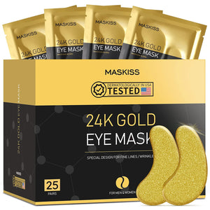 25-Pairs 24K Gold Eye Patches for Puffy Eyes, Dark Circles and Wrinkles