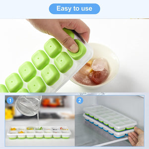 2-Pack Silicone Ice Cube Trays - Easy Release, Removable Lid, Whiskey & More