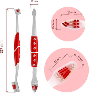 Dual-Head Pet Toothbrush with Soft Bristles for Dogs and Cats - Easy Teeth Cleaning & Dental Care