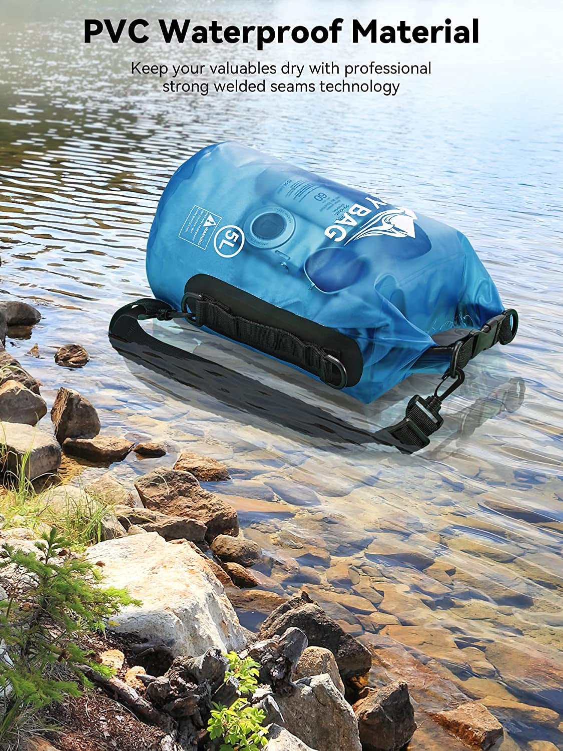 5L Waterproof Dry Bag with Phone Case for Travel, Swimming, Boating, Camping