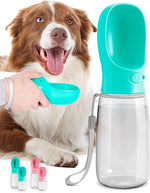 Leak-Proof Portable Dog Water Bottle with Drinking Feeder (19Oz, Blue)