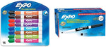 EXPO Low Odor Dry Erase Markers | Assorted Colors & Fine Tip Black 16 & 12 Count
