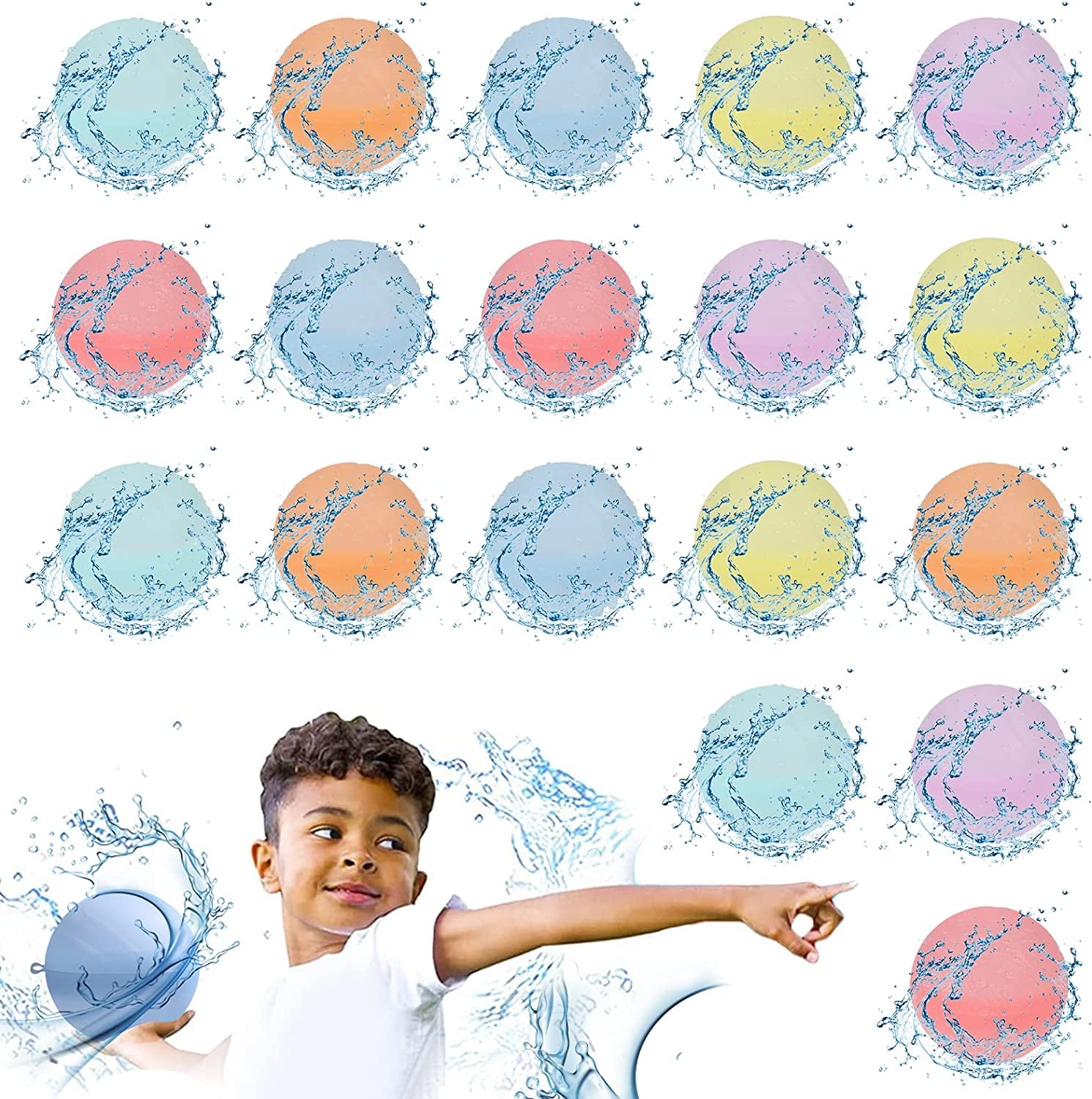 18 Reusable Water Balloons - Fast Fill, Easy Dry - Safe & Non-Toxic