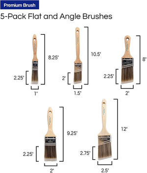 5-Piece Premium Paint Brush Set for Interior and Exterior Projects