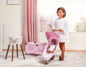 Babi Doll Nursery Playset with 14" Girl Doll, Playpen, High Chair, Stroller