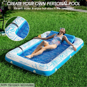 Inflatable Tanning Pool Lounger Float - 4-in-1 Sun Tan Tub for Adults and Kids