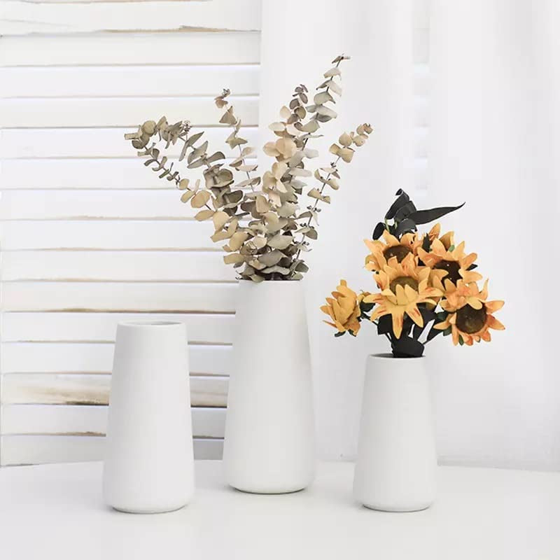 White Ceramic Vase for Home Decor - Boho, Farmhouse, Modern