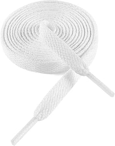 White Flat Shoelaces for Sneakers - 54" Long, 100% Polyester 