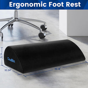 Memory Foam Foot Rest with Washable Cover - Black, Large 