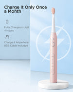 5-Mode Sonic Electric Toothbrush, 8 Brush Heads, Waterproof, 30 Days Battery