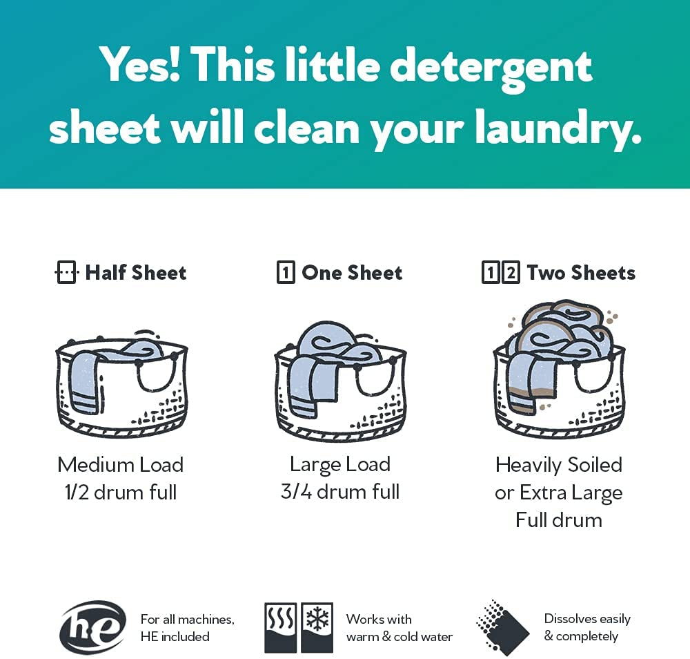 Earth Breeze Eco Sheets - Powerful & Plastic-Free Laundry Detergent (60 Loads)