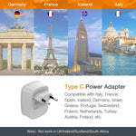 European Travel Plug Adapter - US to Europe, 3 in 1 with 2 USB Ports, Compact Size