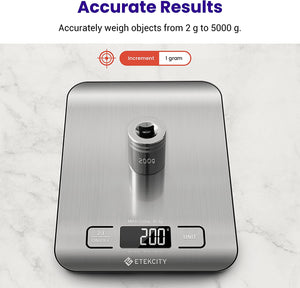 Digital Kitchen Scale: The Perfect Tool for Precision Cooking, Baking, and Meal Prep - Stainless Steel