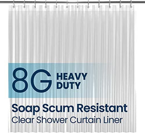 72" x 72" Clear PEVA Shower Curtain Liner, Heavy Duty, Waterproof, Eco-Friendly