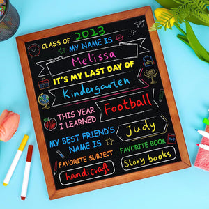 12.6" x 11" Double-Sided Back to School Chalkboard with Markers