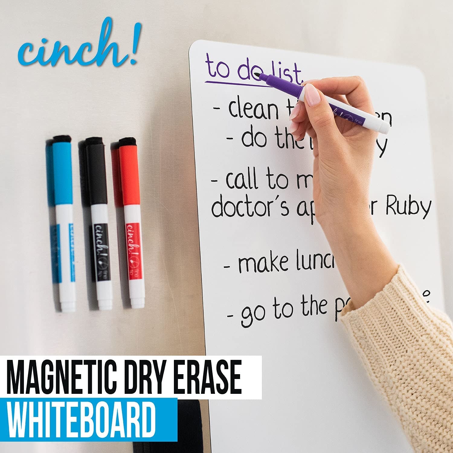 Magnetic Dry Erase Whiteboard for Kitchen Fridge - Stain Resistant Easy to Clean