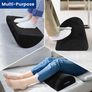 Memory Foam Foot Rest with Washable Cover - Black, Large 