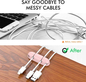 3 Pack Cord Holders for Desk - Strong Adhesive Cable Clips Organizer