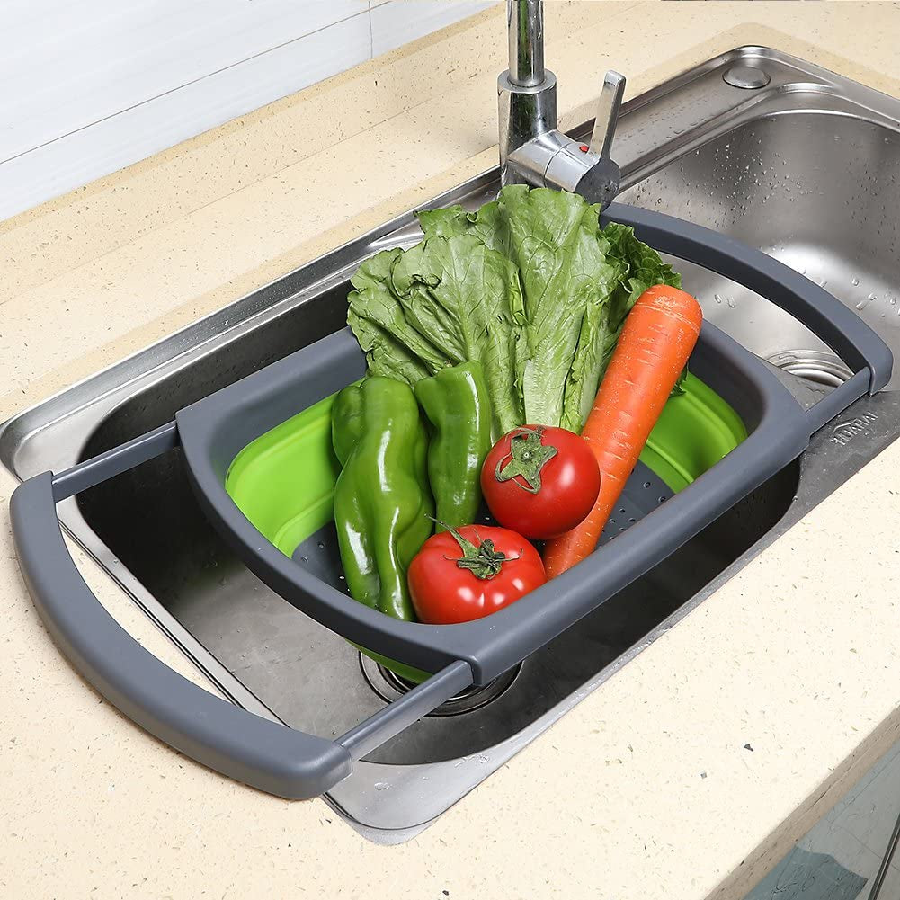 Collapsible Colander Over the Sink with Handles, 6 Quart Capacity