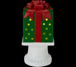 Kringle Express 10" Illuminated Pierced Holiday Present on Pedestal