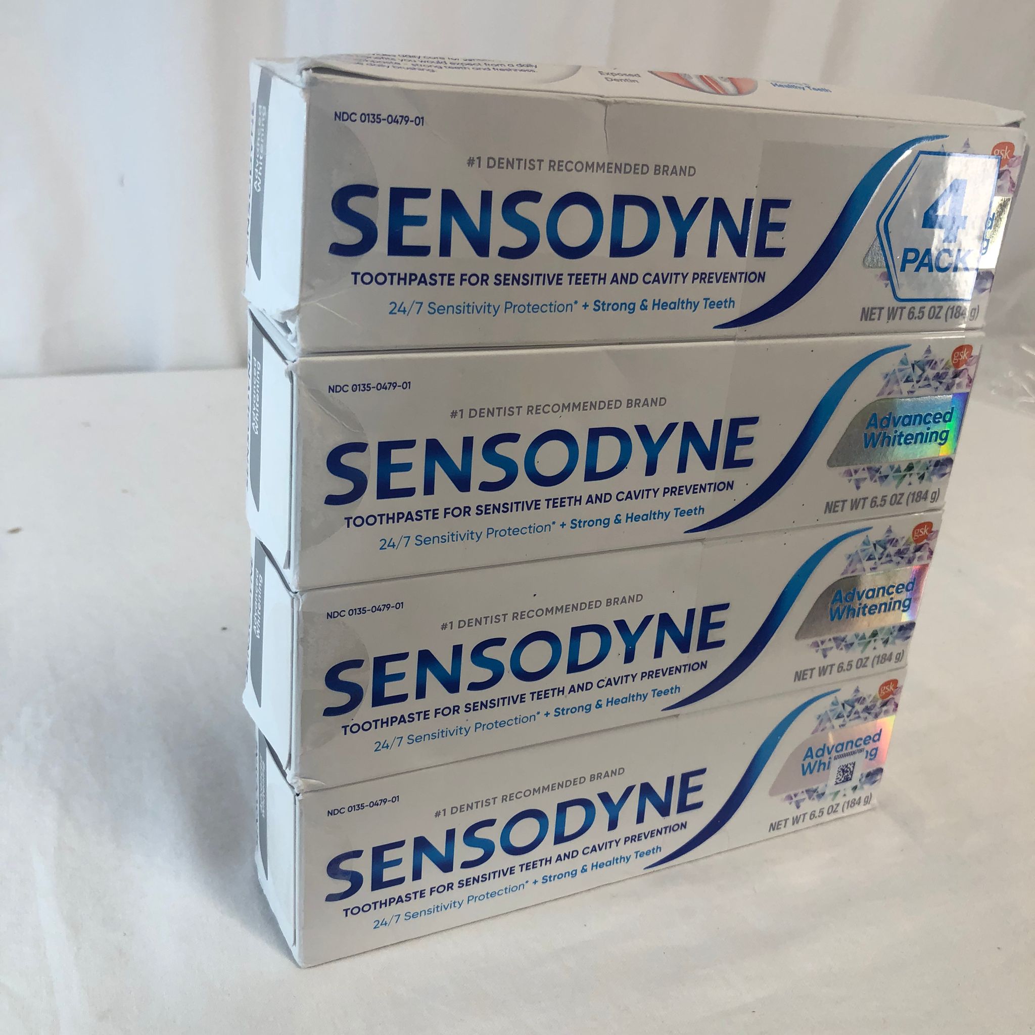 SENSODYNE Advanced Whitening Toothpaste, 6.5 oz, 4-pack