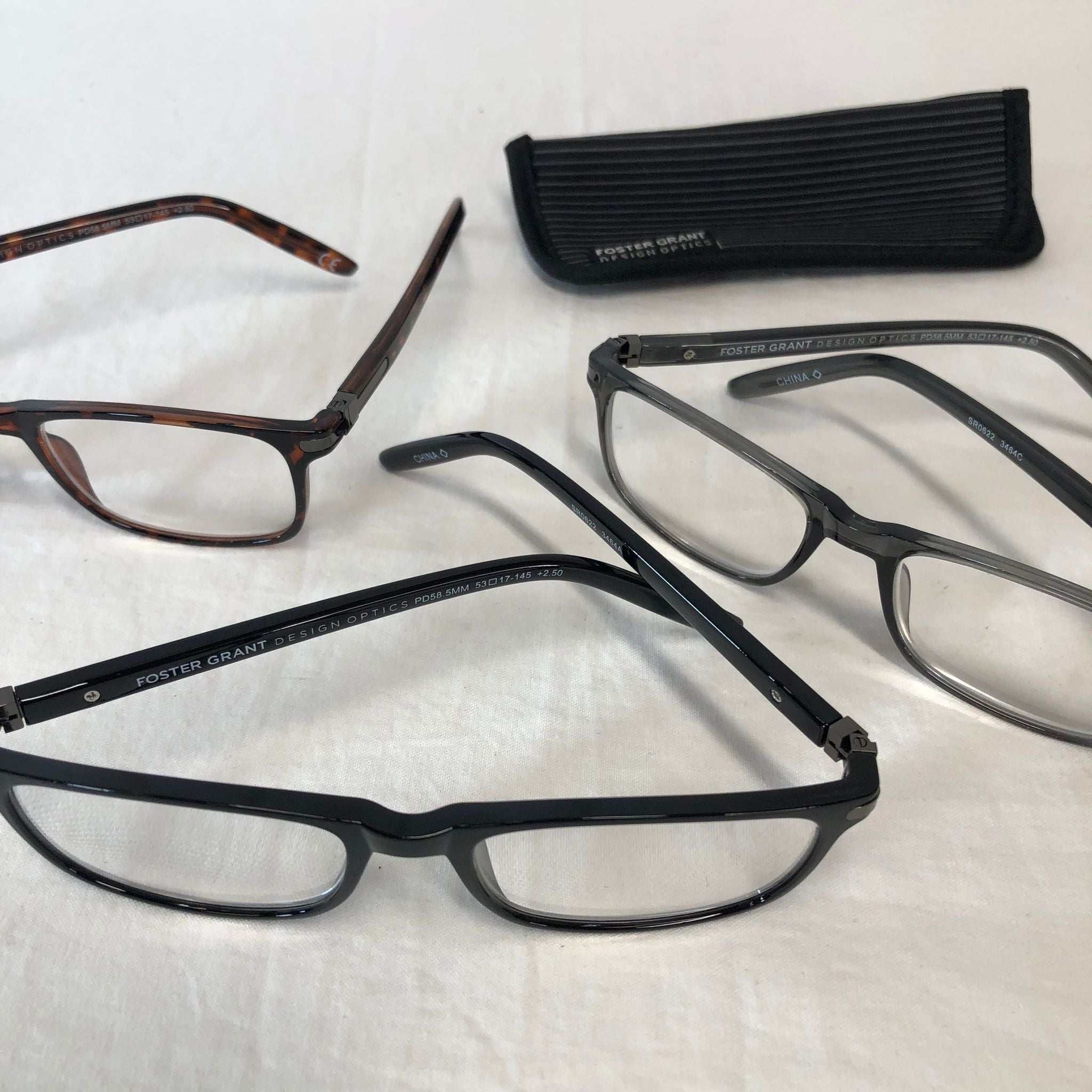 Design Optics by Foster Grant Cole Full Rim Rectangular Reading Glasses, 3-pack