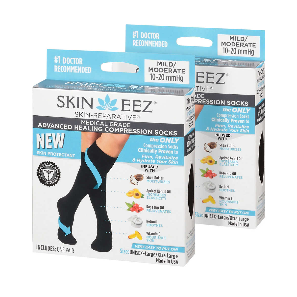 Skineez Medical Grade Advanced Healing Compression Socks, 1-pack, Black
