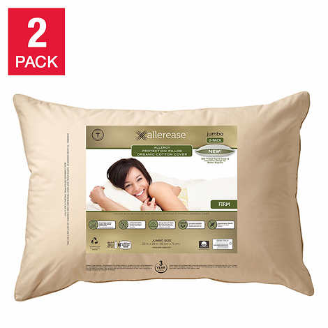Allerease Organic Cotton Cover Pillow, 2-pack