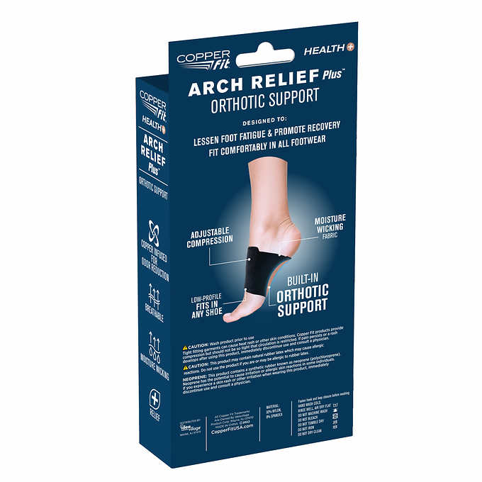 Copper Fit Arch Relief Plus, Orthotic Support, 2 Pairs - Black