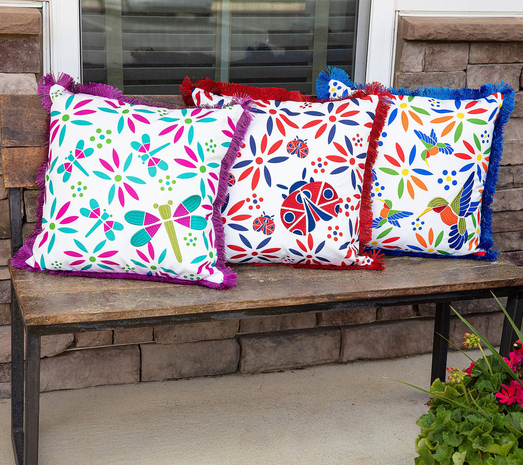 Temp-tations Outdoor Centertaining Set of 2 Fringe Pillows