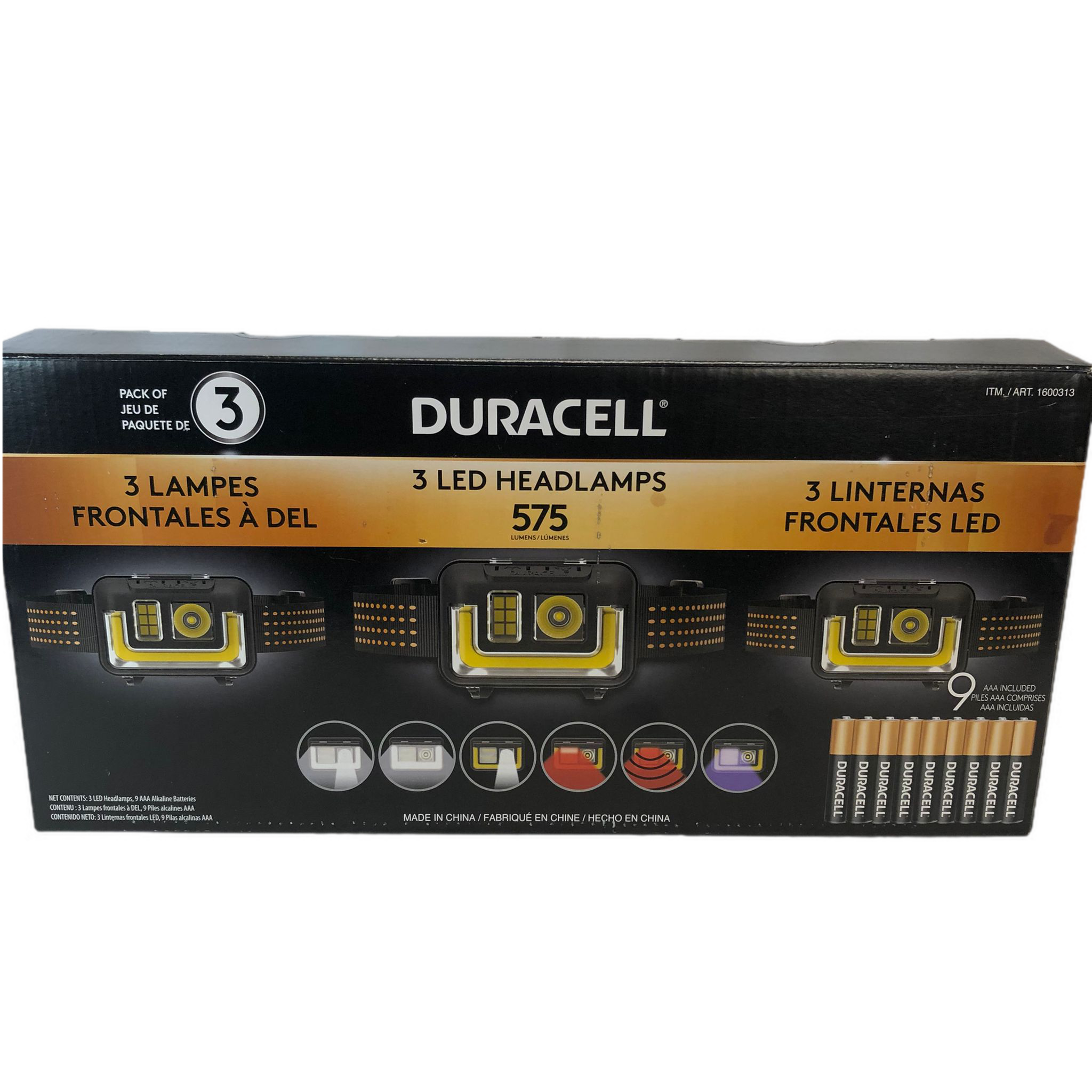 Duracell 575 Lumens COB Headlamp 3-Pack